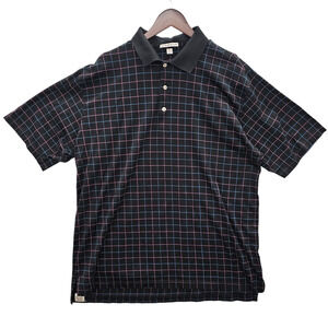 Peter Millar Polo Shirt Mens XL Black Checkerboard Short Sleeve Golf